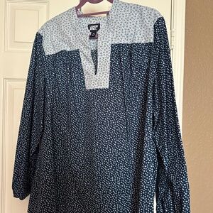Women's Plus Size 1X Allover Print Peasant Top
